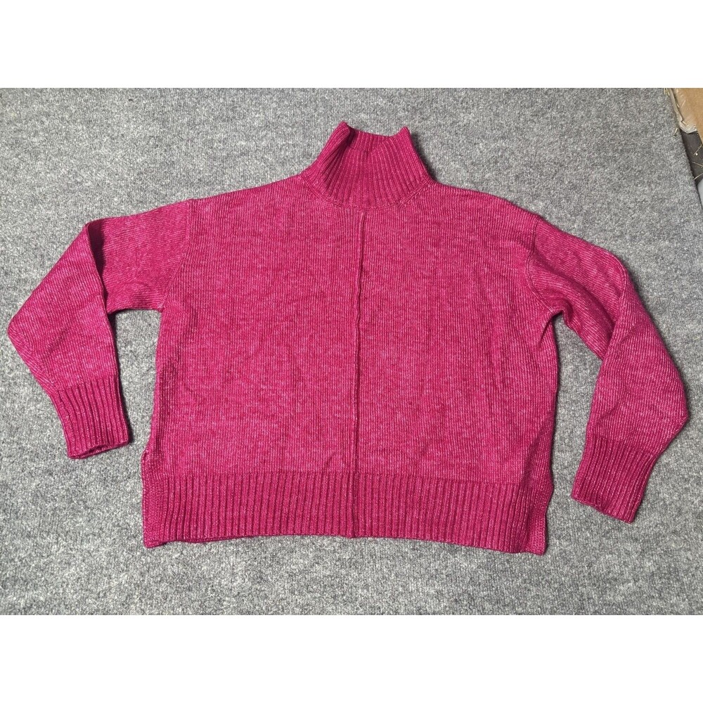 French Connection Sweater Womens XS Pink Mock Neck Knit Pullover Relaxed Fit